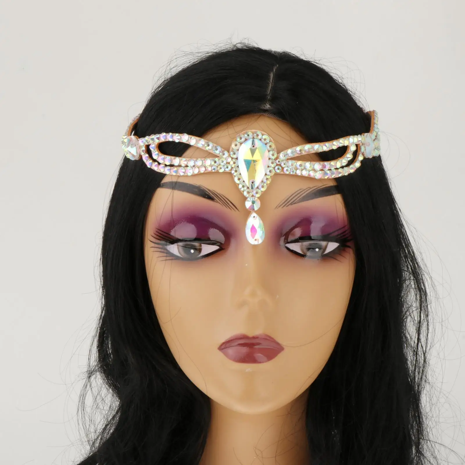 Belly Dance Headdresses Rhinestone Adjustable Bellydancing Head Wear Head Chain for Festival Party Stage Performance Wedding