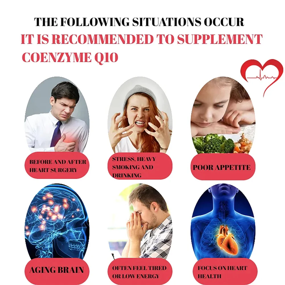 Coenzyme Q10 COQ10 Capsules Antioxidant Supplement for Vascular and Heart Health & Energy Cardiovascular & Cholesterol Health