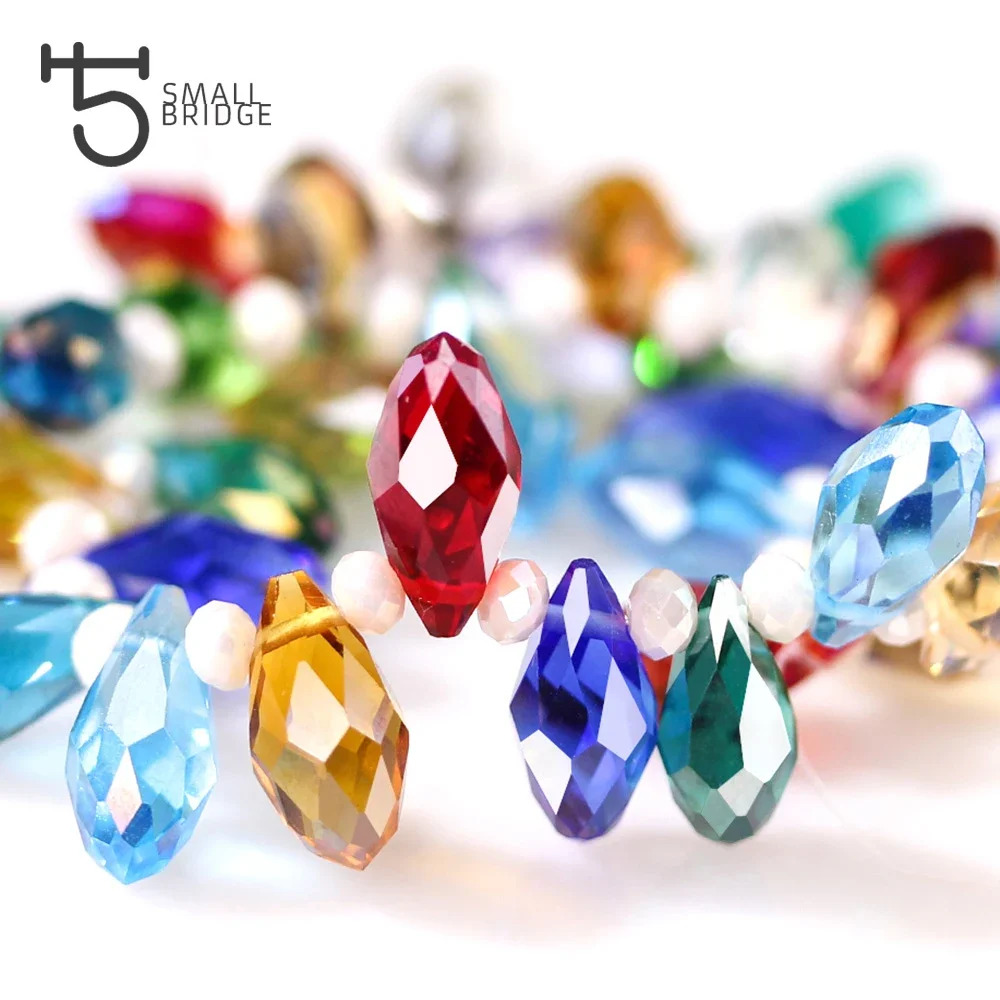 

Austria Multicolor Glass Teardrop Beads For Jewelry Making Necklace Diy Accessories Faceted Crystal Briolette Beads Wholesale