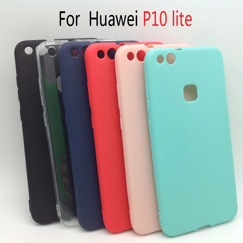 Huawei P10 lite Ultra-thin Clear TPU and Matte Solid color Case For Huawei P10lite Back Cover Protect Skin Silicon soft case