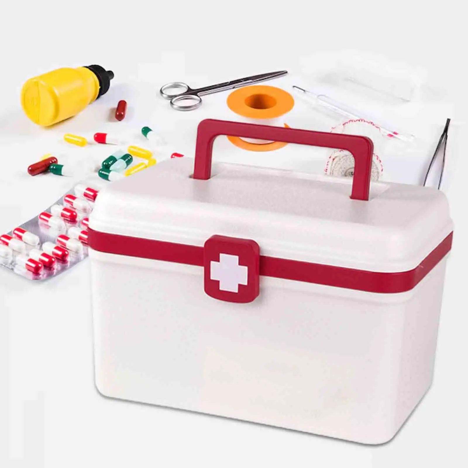 Box First Aid Box Storage Case Bin First Aid Case for Sewing Car Toy