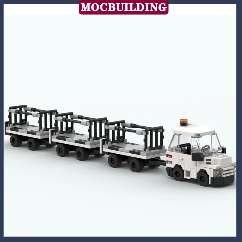 MOC City Airport Tug Lugage Carrier Model Building Block Traffic Vehicle Collection Toy Gifts