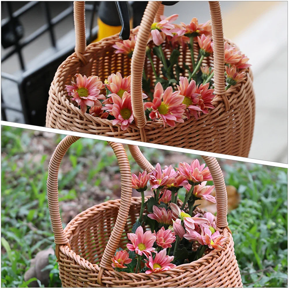 

Hand Woven Fruit Storage For Picnic Home Decor Wedding Gift Multipurpose Woven Floral Fruit Storage Basket Basket