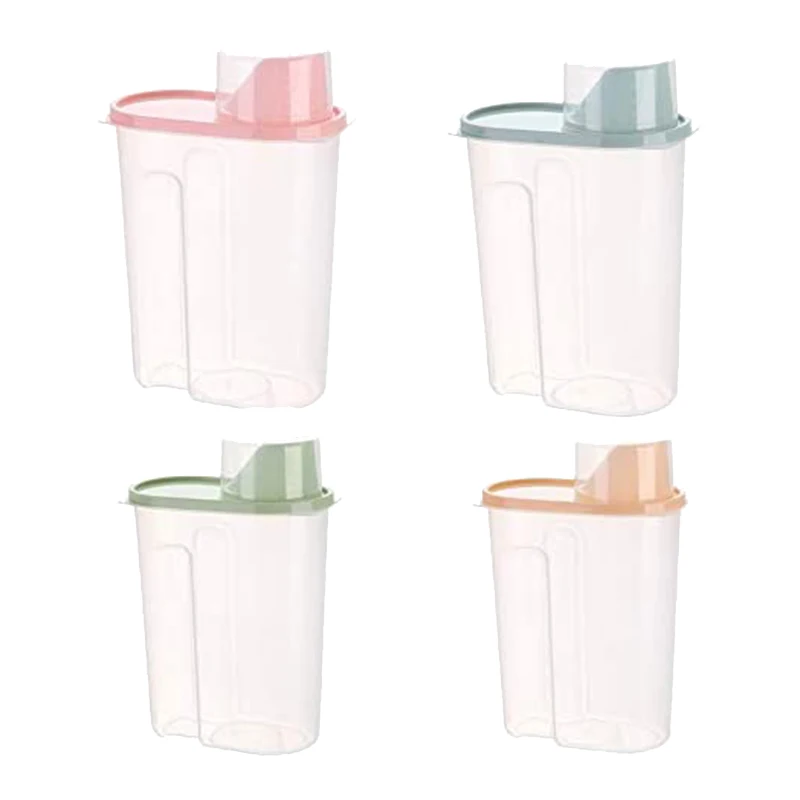 

4 Pcs Rice Storage Containers Airtight Dry Food Storage Bin,Plastic Dispenser with Pourable Spout & Measuring Cup(2.5L)