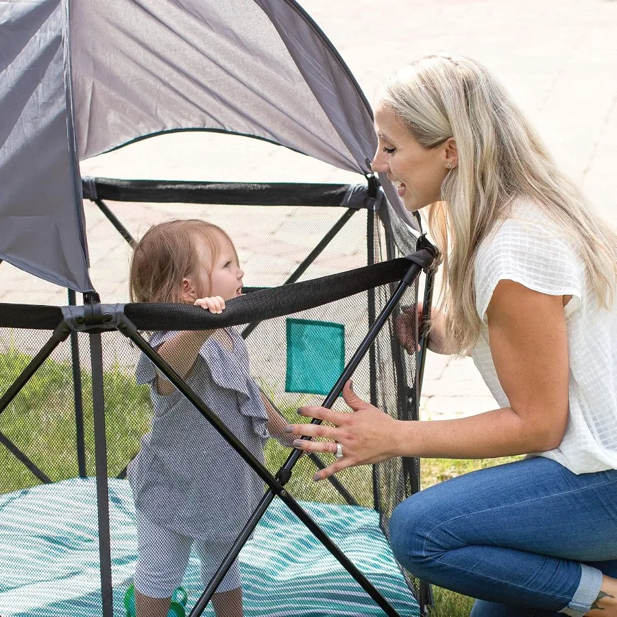 Go With Me Eclipse Mesh Portable Playard Playpen Sun Canopy قاعدة شريطية للألوان المائية الداخلية والخارجية #4