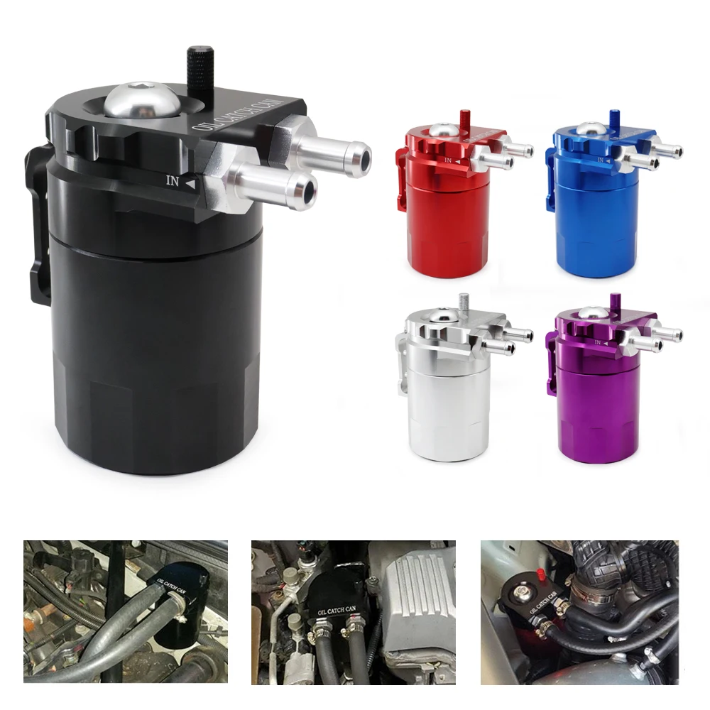 Tanque de captura de combustible con filtro de aire, trampa de aceite de aluminio Universal con volantes, rojo, negro, azul, plata, púrpura, Kit de