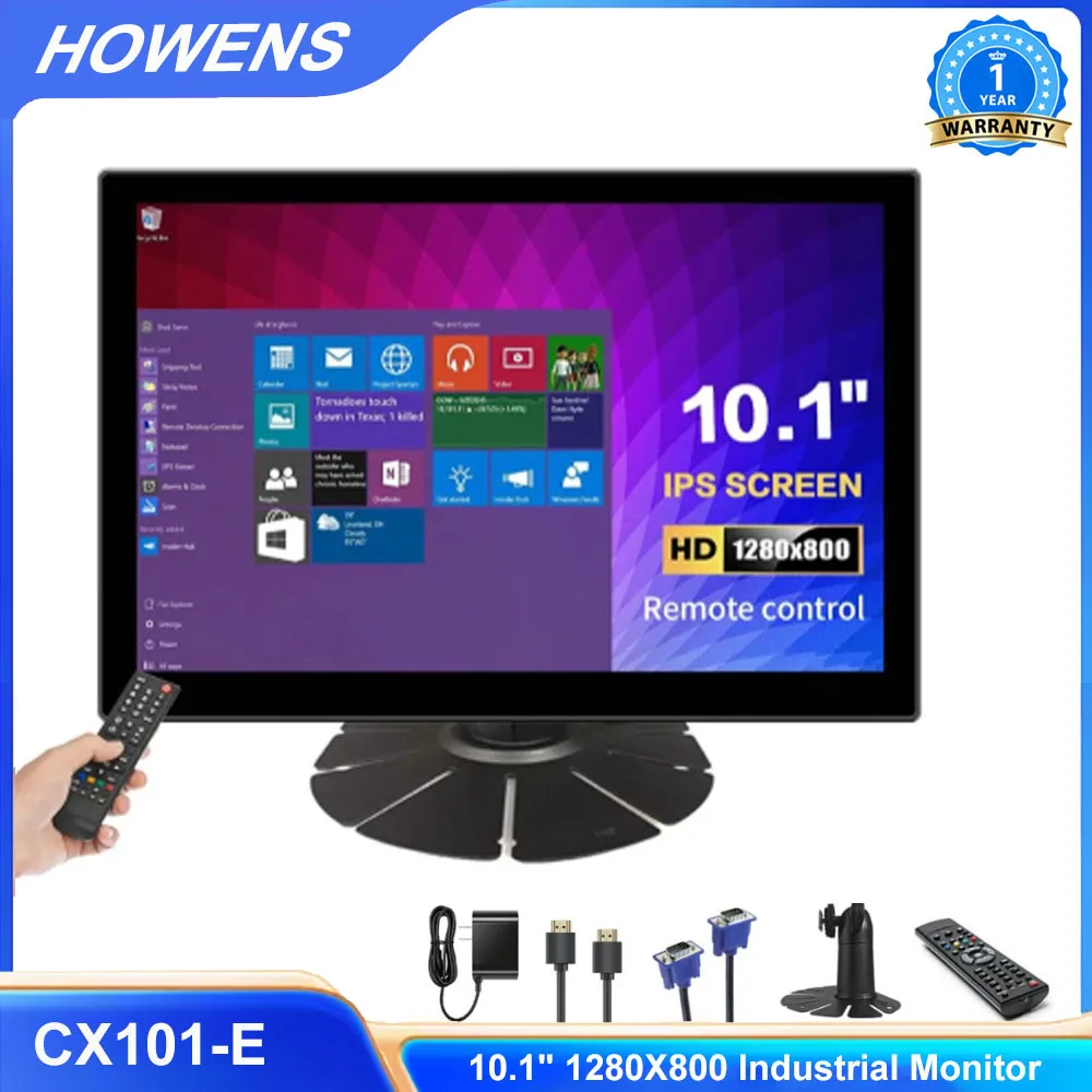 HOWENS 10.1 inch Industrial monitor 60HZ monitror gaming IPS Display for PC,1280*800,Fast IPS,TypeC,FreeSync,VGA/HDMI/AV/BNC/DVI