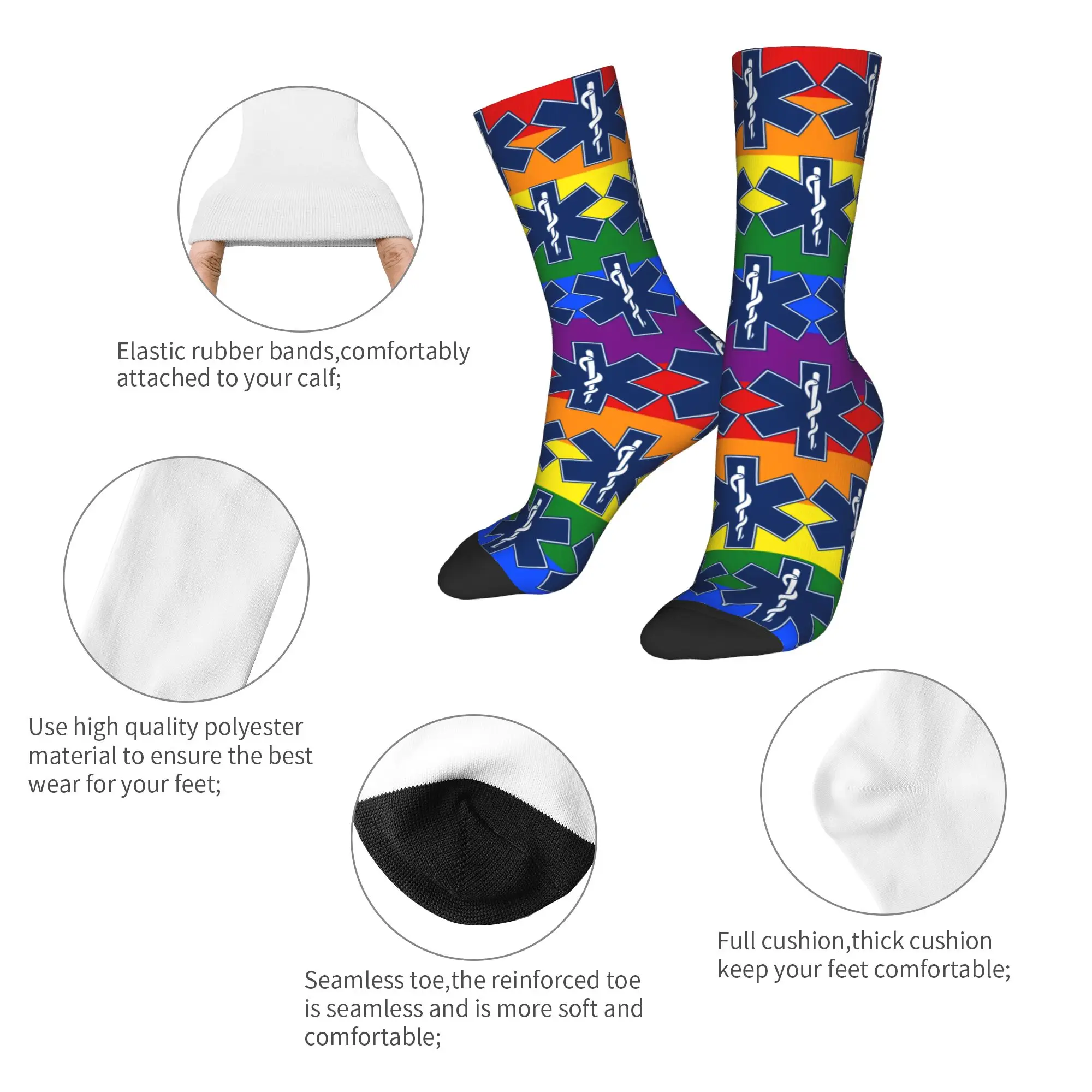 Personnalisé Gay Pride LGBT étoile de la vie arc-en-ciel drapeau robe chaussettes pour hommes femmes chaud drôle nouveauté LGBTQ lesbienne équipage chaussettes