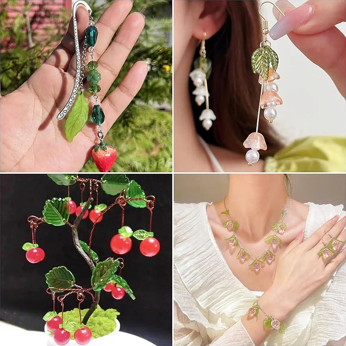 21 × 20 مللي متر الأخضر مابل ليف الاكريليك قلادة فضفاض الخرز لصنع المجوهرات سوار DIY بها بنفسك الأقراط اليدوية المفاتيح اكسسوارات