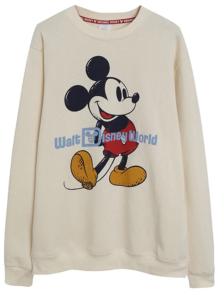 Disneyland Walt Disney World Castle Letter Mickey Mouse Cartoon Print Anniversary Fleece Sweatshirt Women Jumper Tee Tops Female