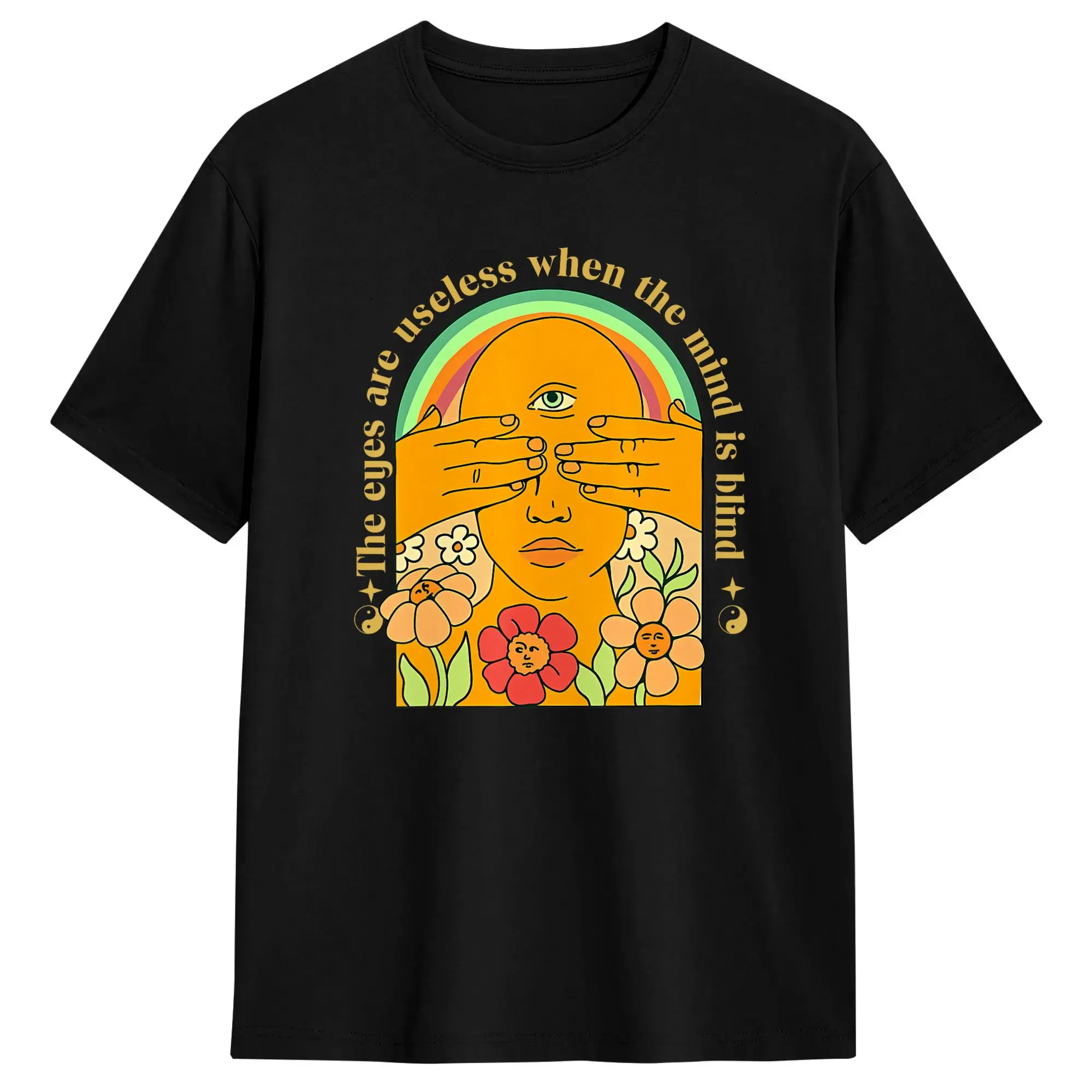 Vintage The eyes are useless when the mind is blind Funny design T-Shirts Men O Neck Cotton T Shirt  Short Sleeve Tee Shirt Gift