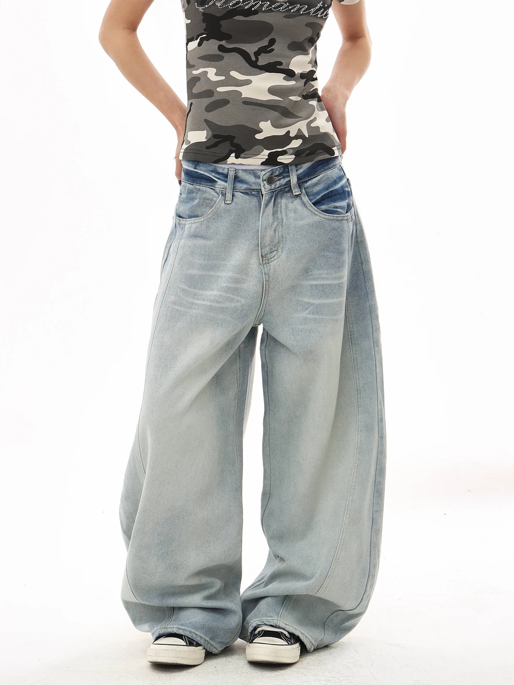 

Джинсы Y2K с изогнутым кроем для мужчин и женщин, слегка расклешенные, свободные, повседневные, широкие, из денима, с эффектом потертости