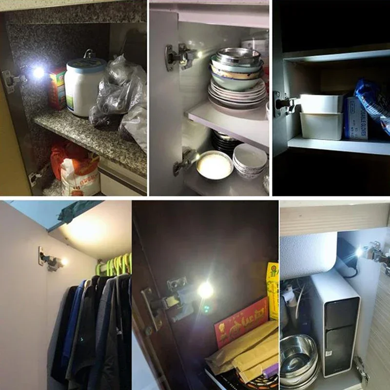 Lampu engsel dalam LED Universal, lampu laci pintu lemari lampu Sensor kamar tidur lemari dapur lampu nirkabel grosir