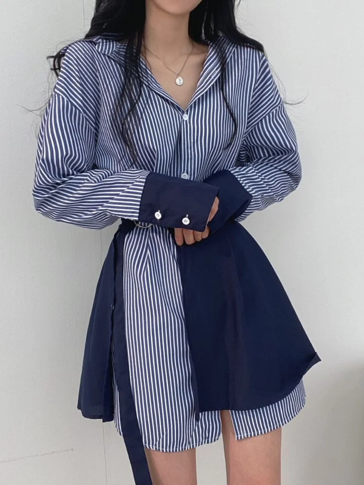 Fashionable Spring Stripe Shir - огляд і ціна Korean Style A Line Shirt Dress