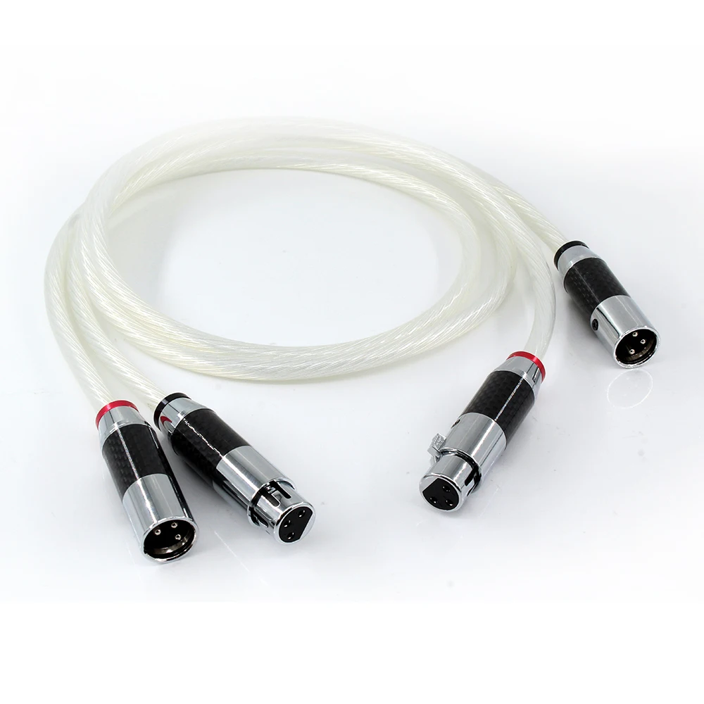 

1Pair Hifi neutrik XLR Cable Hi-end pure silver Plated 5NOCC cable Hifi 2 XLR Male to 2 XLR Female Cable Balance line