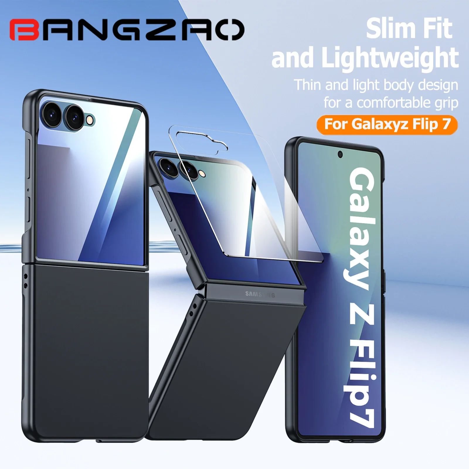 

For Galaxy Z Flip 7 Case Ultra Thin Matte,Folding Shockproof Protection,PC Hard Cover,HD Protective Film，Camera Protection-Black