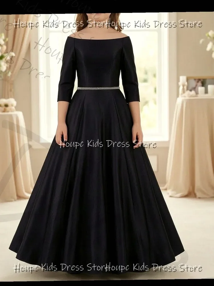 Custom Flower Girl Dresses A-Line Satin Beaded Wedding Waist Formal Gown Birthday Party Evening Party Prom Dresses