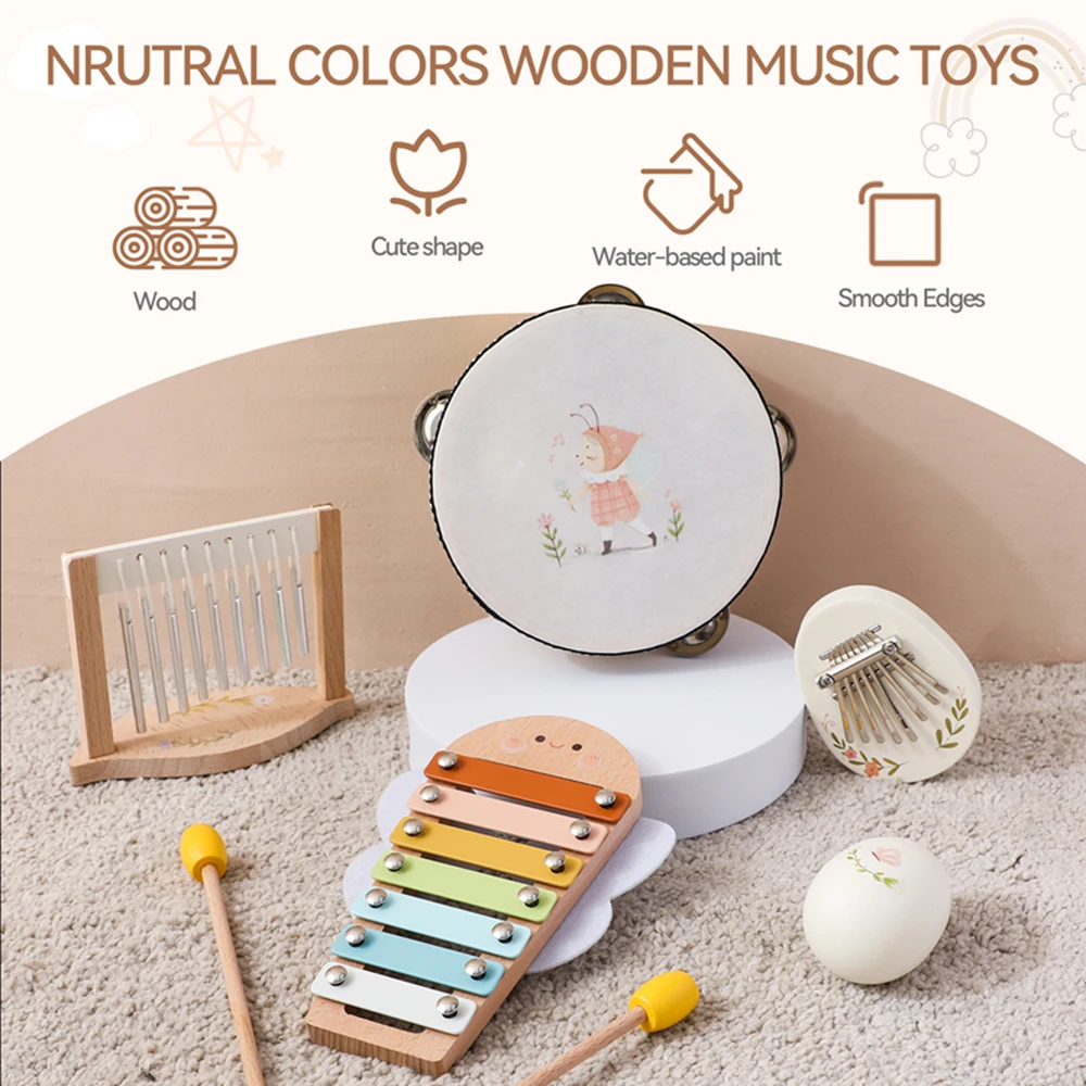 Instrumentos musicais do bebê montessori 0-12m brinquedos de música tambor xilofone sinos de vento crianças cedo educacional recém-nascidos instrumentos presente