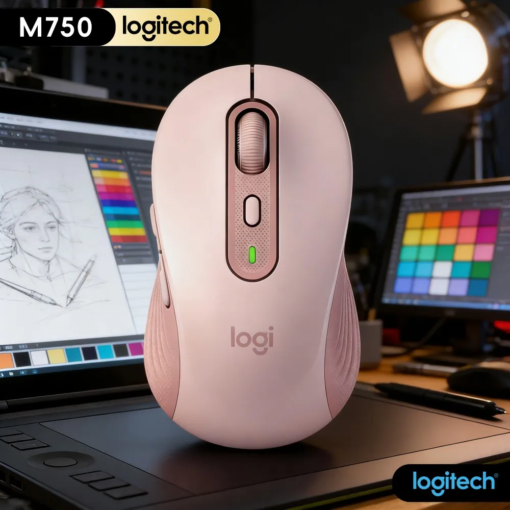 Logitech M750 Ergonomic Mouse Quiet Comfort Click Three Device Fast Sync Twenty Month Battery Pad Practical Tool