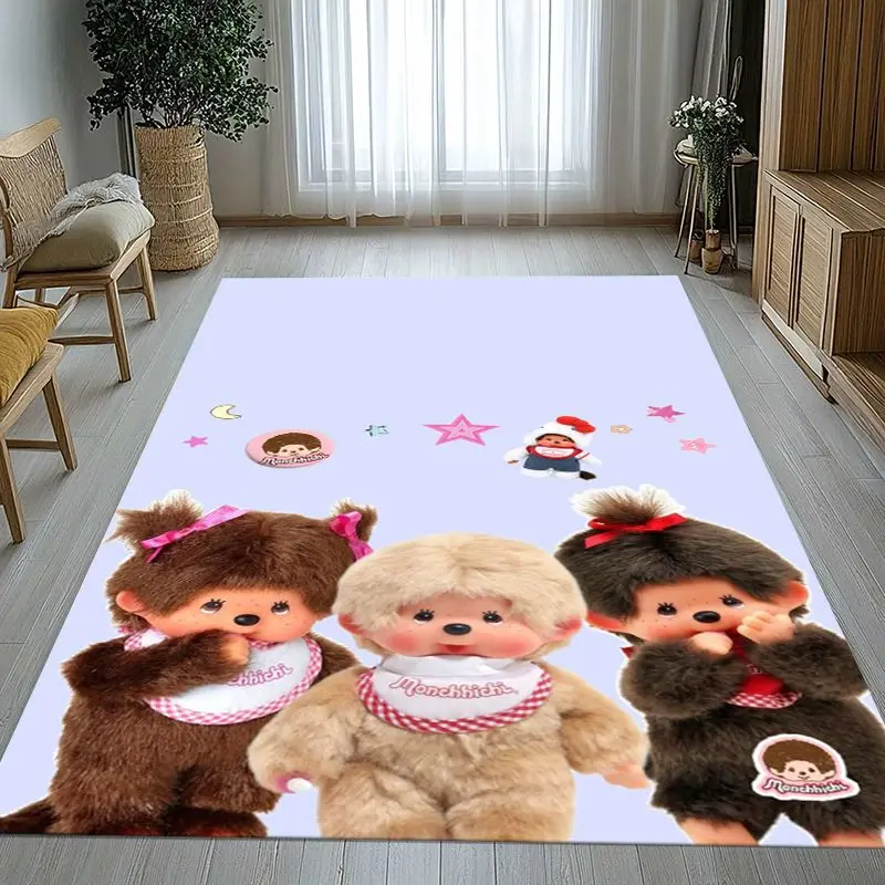 Tapis doux et antidérapant de grande taille, avec un motif de dessin animé mignon de M-Monchhichi Monky, idéal pour le salon, la chambre, la salle de jeux et le canapé, pour la décoration intérieure.