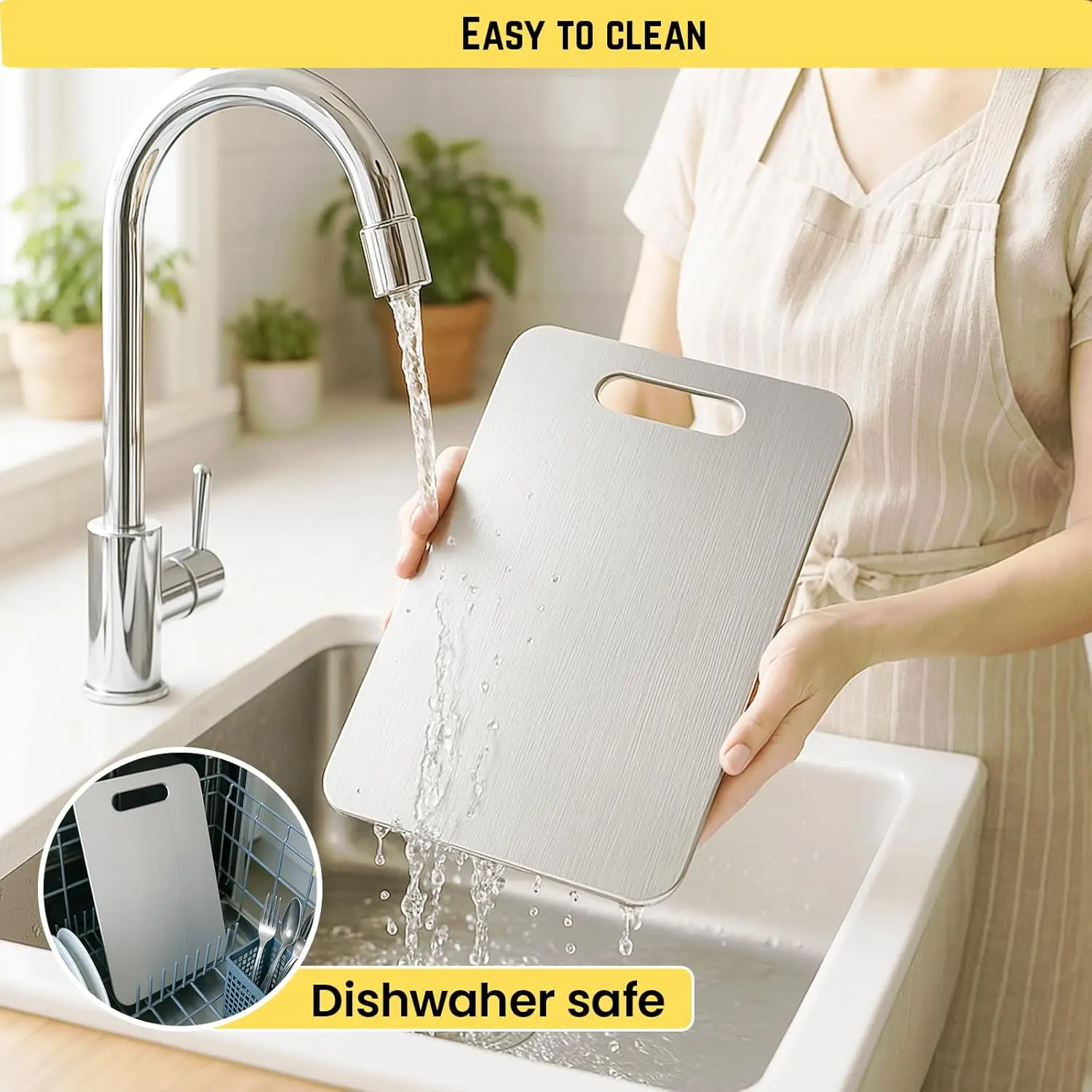 Set di tagliere in titanio da 3 pezzi, tavole da cucina antiaderenti fronte-retro per l'igiene e la durata (taglie S, M, L)