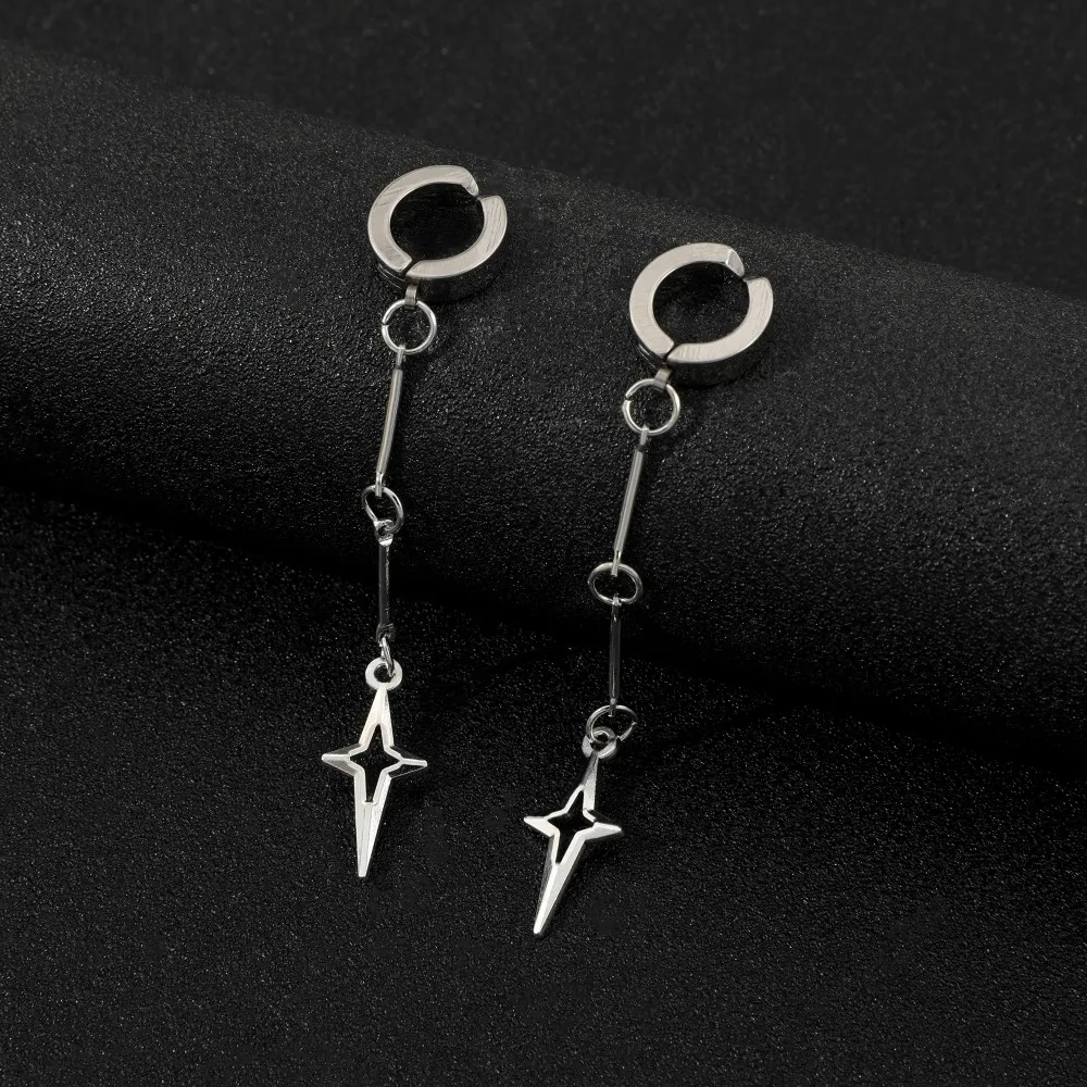 Gothic Jewelry Cross Star Drop Earrings for Women Punk Charms Stitching Rivet Dangle Earrings Korean Fashion Accessories gifts - view 5