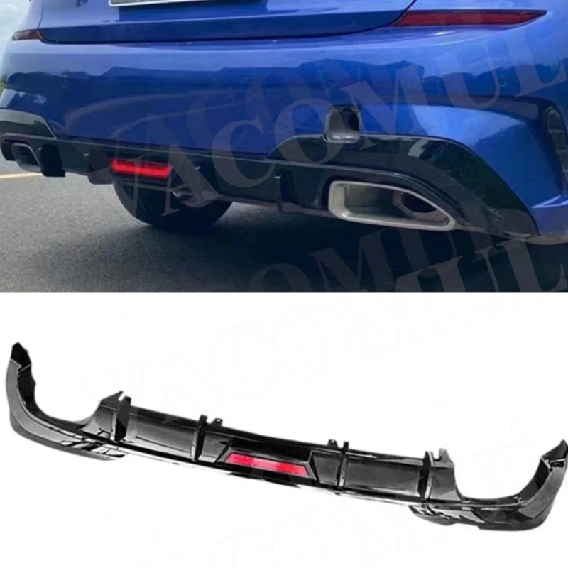 VACOMUL ABS Car Rear Bumper Lip Skirt Spoiler For BMW 3 Series G20 G28 M Sport 2019-2021 Carbon Look Gloss Rear Lip