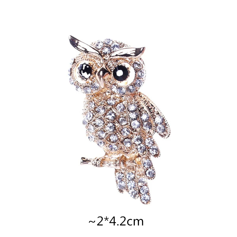 Delicate Owl Brooches Trendy Rhinestone Animal Brooch Badge Pin New Fashion Jewelry Women Gifts Party Clothing Accessories