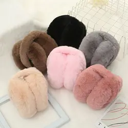 Moda portátil earmuffs ao ar livre proteção contra o frio dos homens das mulheres da pele do falso orelha-muffs dobrável earmuffs de pelúcia macia