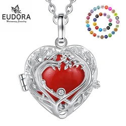 Eudora 18mm Harmony Ball Tree of Life Heart Pendant Pregnancy Bola Angel Caller Baby Wishing Chime Ball Necklace Women Jewelry