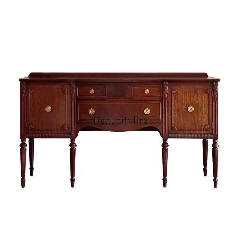 

American Retro Entryway Cabinet Hallway Wall-Mounted Solid Wood Decorative Cabinet Sideboard Living Room