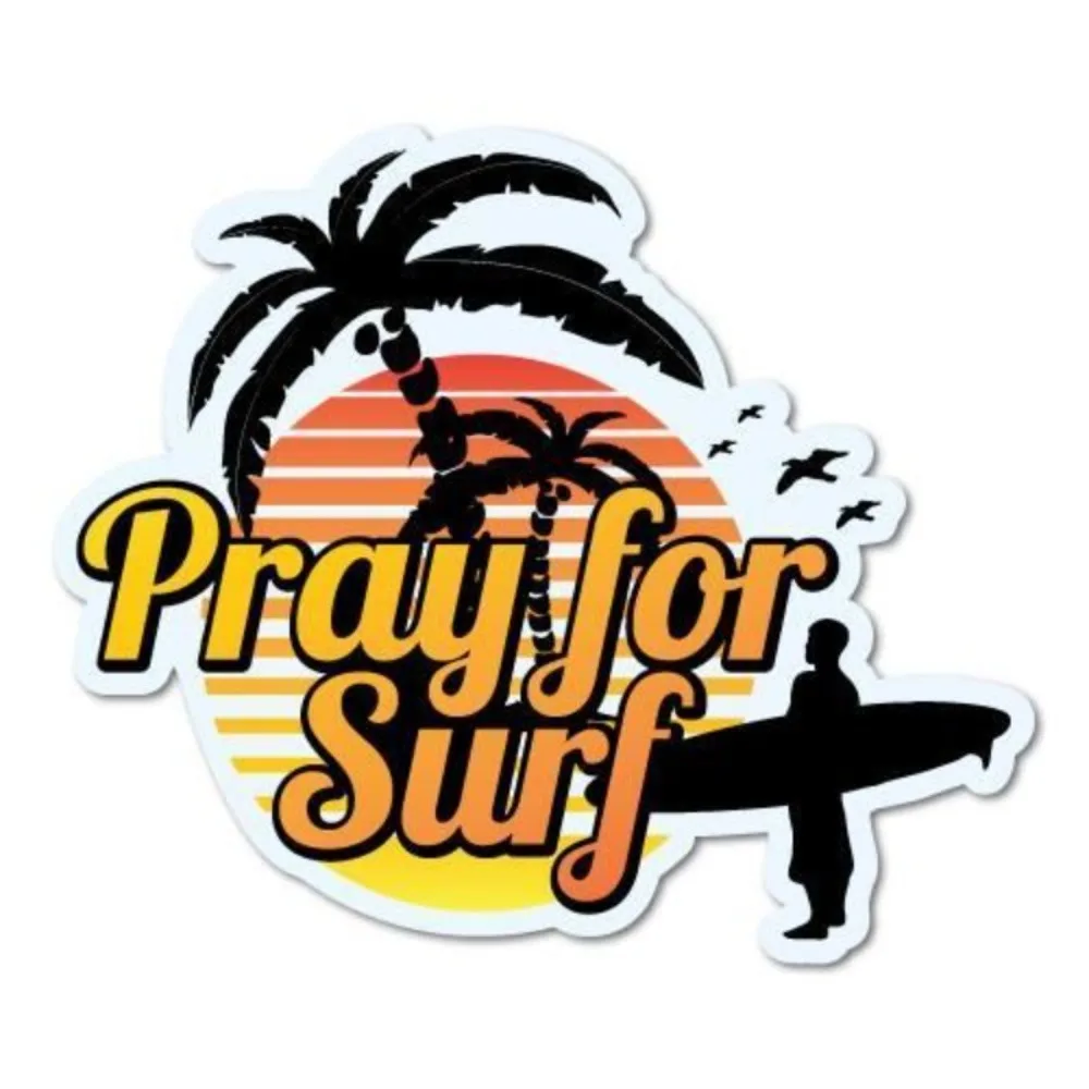 

Pray For Surf Waterproof Vinyl Decal Car Laptop Window Bumper Retro Aesthetic Funny Cool Cute Vintage Retro Aesthetic Funny