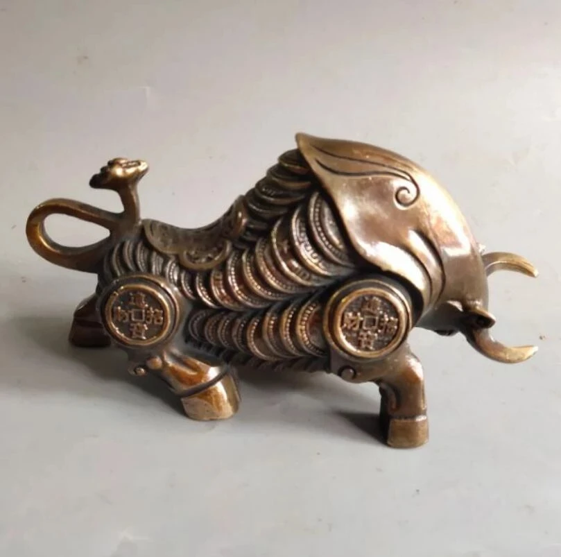 

China Brass Copper Money Cow Crafts Statue