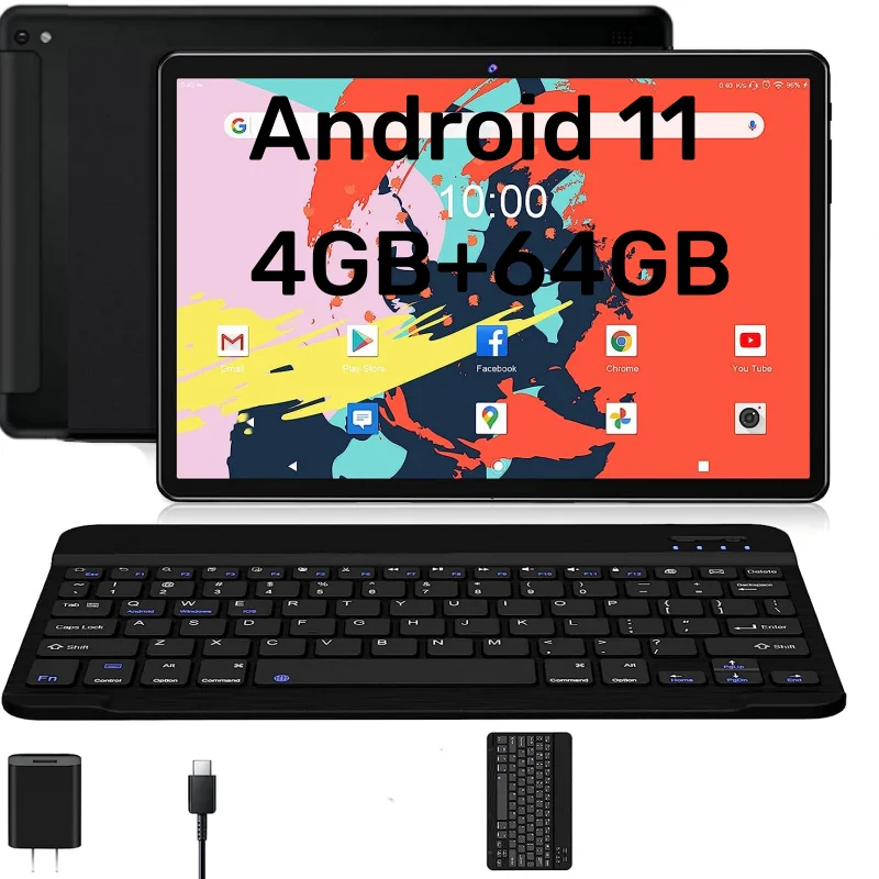 4GBRAM 64GBROM 10.1 inci Tipe C Android 11 casing kulit lipat hadiah octa-core G2 Tablet WIFI film pelindung PC kamera ganda