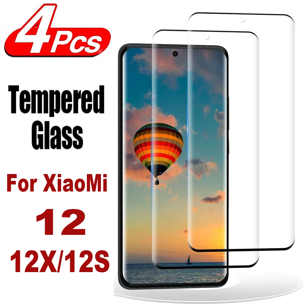 

2/4Pcs Tempered Glass For Xiaomi 12 12S 12X 3D Curved Ultrasonic Fingerprint Screen Protector