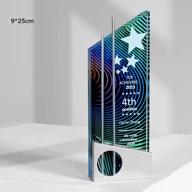 

Customized Pentagram Crystal Trophy, Color Printing Prize Sports Movie Award Outstanding Employee Souvenir, Home Decoration, 1Pc