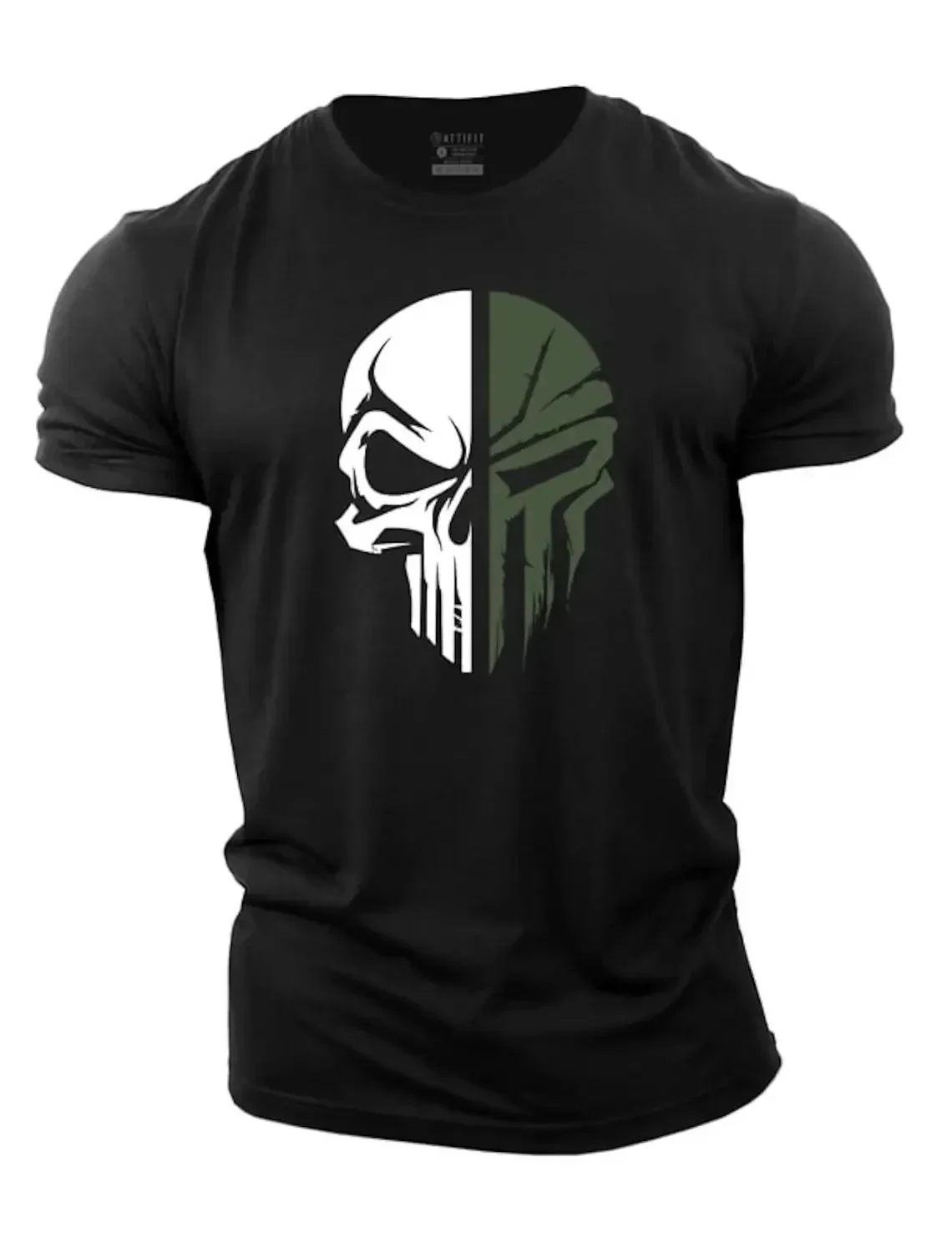 Cotton Men\'s T shirt for men Print Military Skull T Shirt Oversized Gym Short-Sleeved Sportswear Men Clothing Sport Top Tees