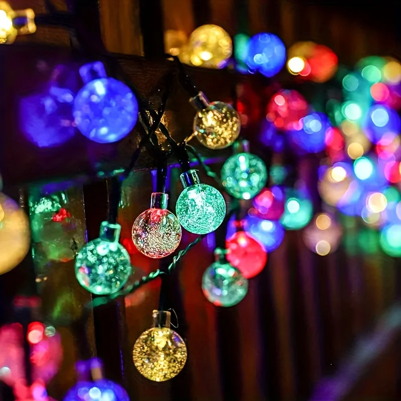 Weihnachts-Solar-Blasenkugel-Feen-Lichterkette, 8 Modi, wasserdicht, dekorative Lampe für den Außenbereich, für Terrasse, Garten, Hof, Hochzeit