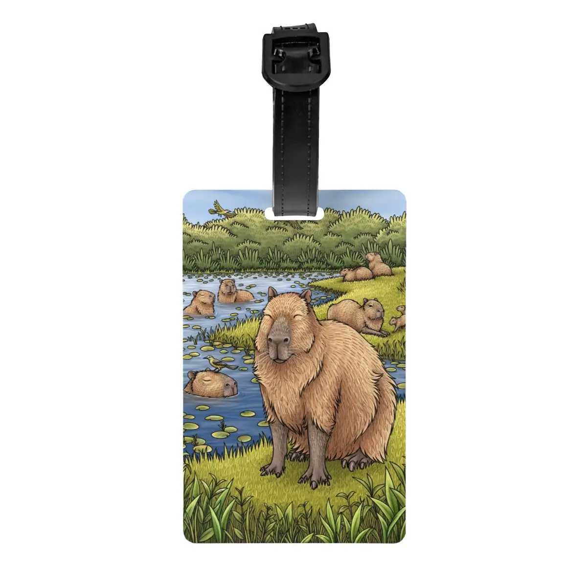 Custom Schattig Dier Capybara Bagagelabel Met Naam Kaart Privacy Cover Id Label Voor Reistas Koffer