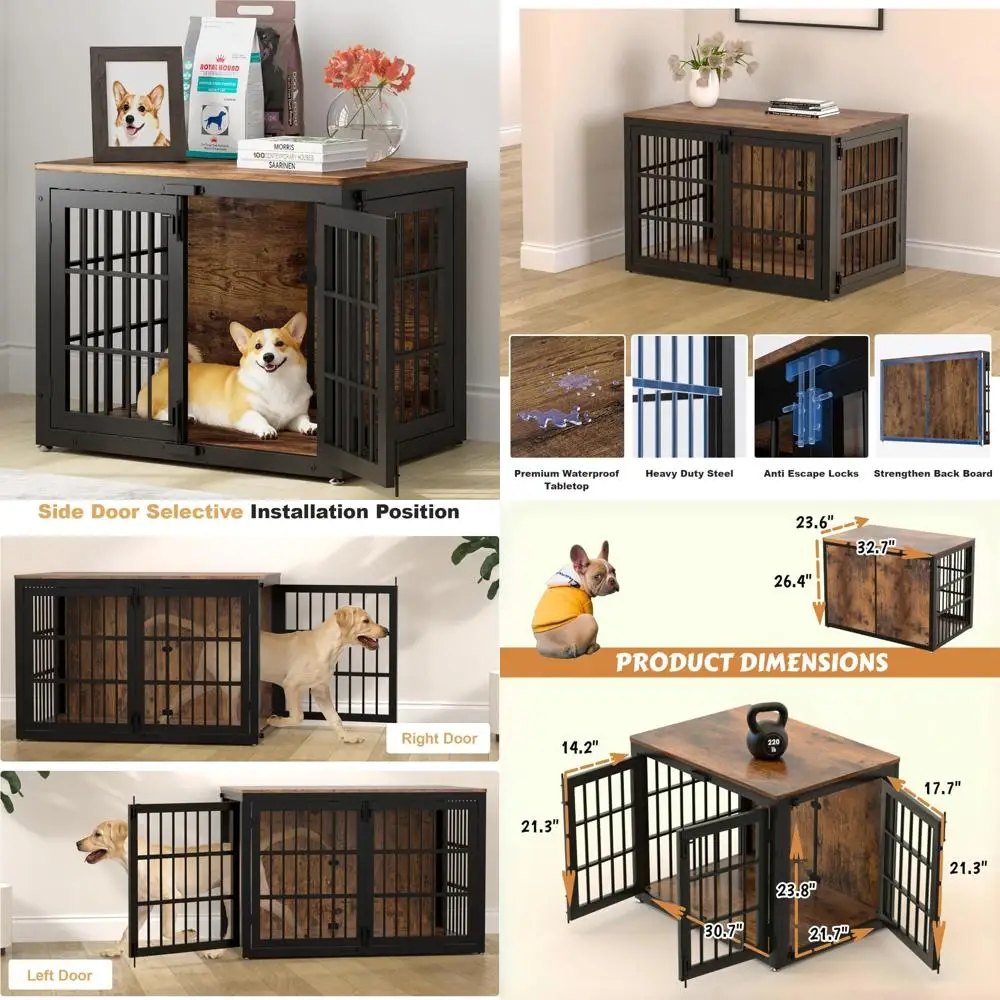 

Сверхмощный деревянный ящик для собак — питомник для средних и маленьких собак с боковой дверью, домашняя декоративная клетка для собак для безопасного домашнего животного