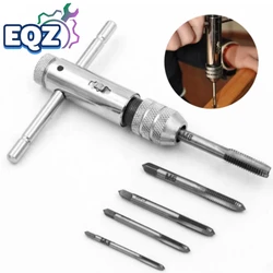 M3-M8 M5-M12 T-Handle Tap Wrench Set Adjustable Ratchet Key Tap Screw Holder Metric Male Thread Plug Mechanical Workshop Tools