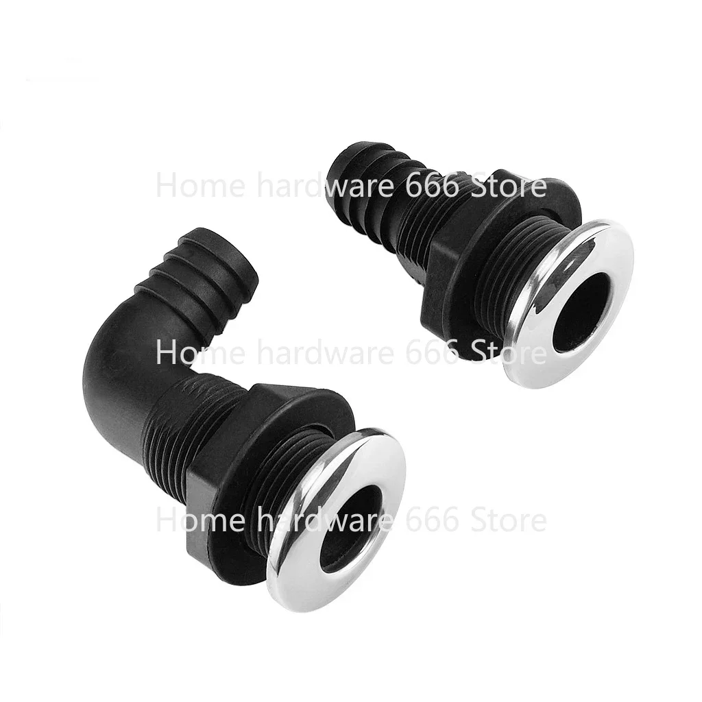 Nylon Plastic Thru Hull Bilge Fitting with Stainless Steel Rim, Bilge Pump, Aerator Hose, Boat Marine Yacht, Sail,RV Accessories