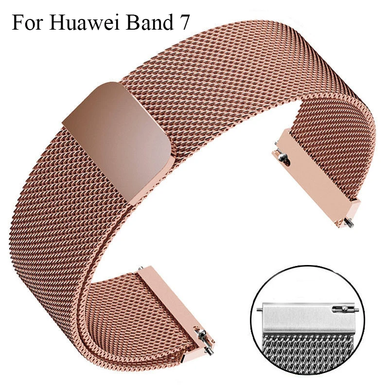 Milan Magnetic Strap For Huawei Band 7 Stainless steel Smart Wristband Replacement Bracelet For Huawei Band 7 Metal Strap Correa