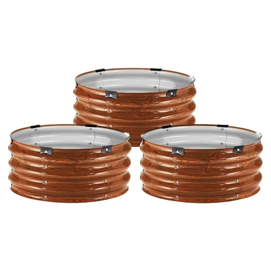 

3 Pcs 2x2x1ft Galvanized Raised Garden Bed Kit Outdoor Metal Round Raised Beds For Gardening Vegetables Easy Assembly Garden P