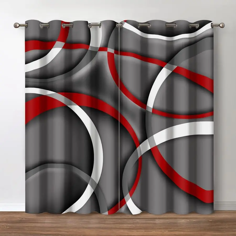 

Geometry Swirls Modern Blackout Curtains Abstract Art Fashion Grommet Window Drapes Bedroom Decorative, Home Living Room Darkeni