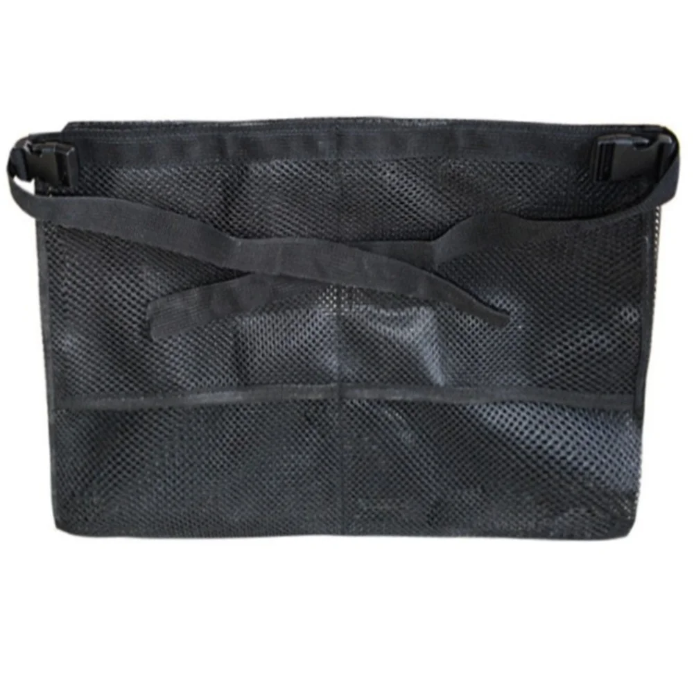 Oxygen Tank Support Bag for Wheelchair Accommodating Dual Cylinders and Offering Convenient Mesh Storage Space
