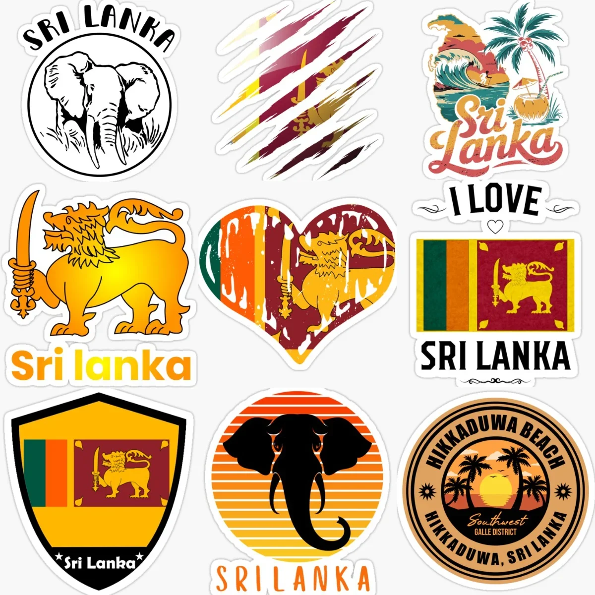 

Sri Lanka Flag Map Elephant Creative PVC Car Stickers for Car Bicycle Motorcycle Off-road Window Wall Decoration Accessorie