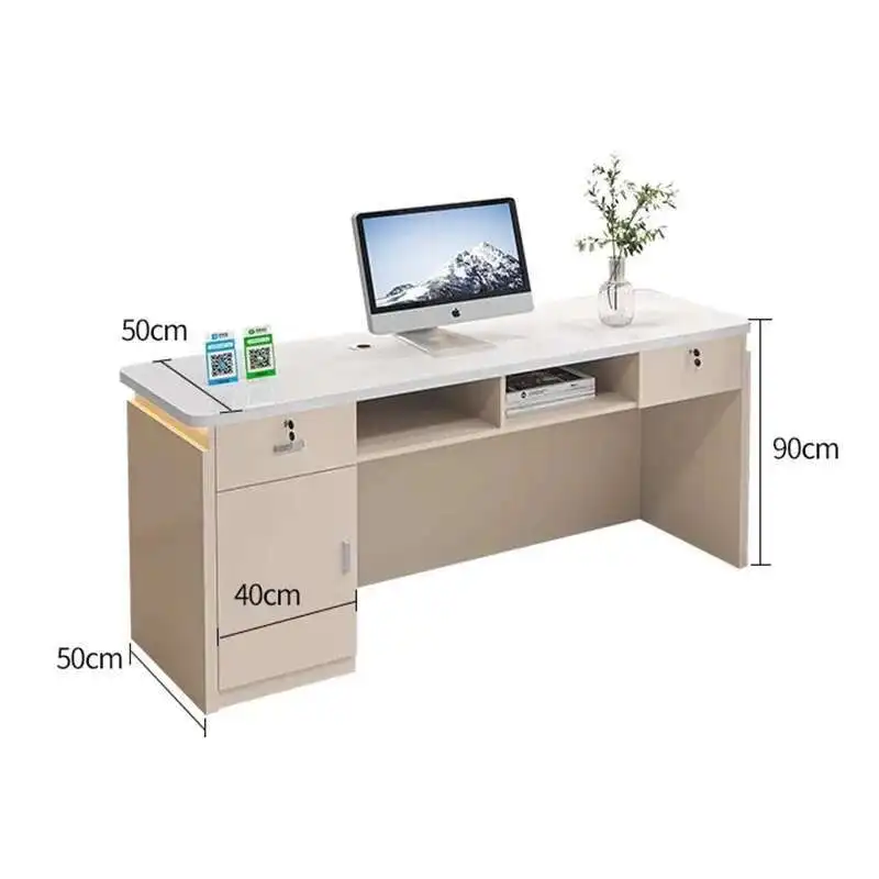 Simple Modern Reception Desk Hotel Beauty Salon White Clothing Store Counter Storage Office Furniture Comptoir D'accueil FYRD