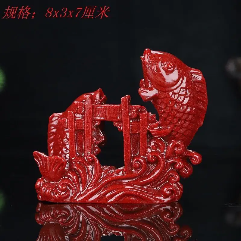 New Cinnabar Carp yue longmen Fortune Rolling Carving China Red Carp Jumping Longmen Entrance Car Pendulum