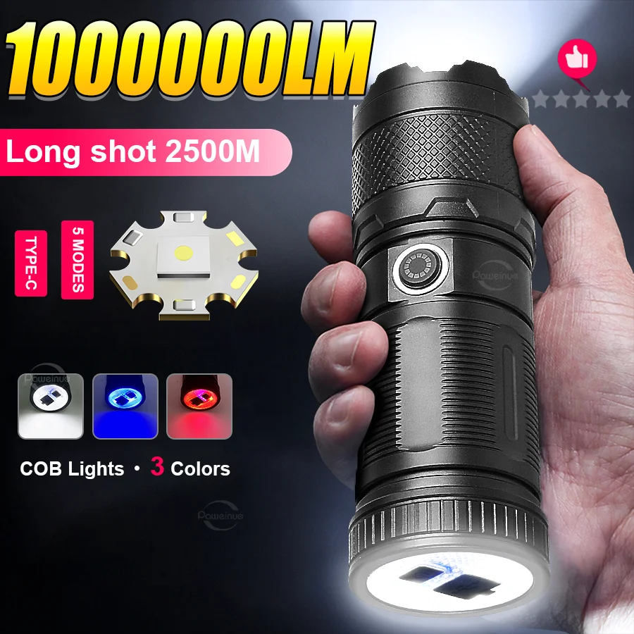 

30W High-Power White Laser LED Flashlight Tactical Torch 2*18650 USB Rechargeable Camping Fishing Emergency Use Zoom Lantern
